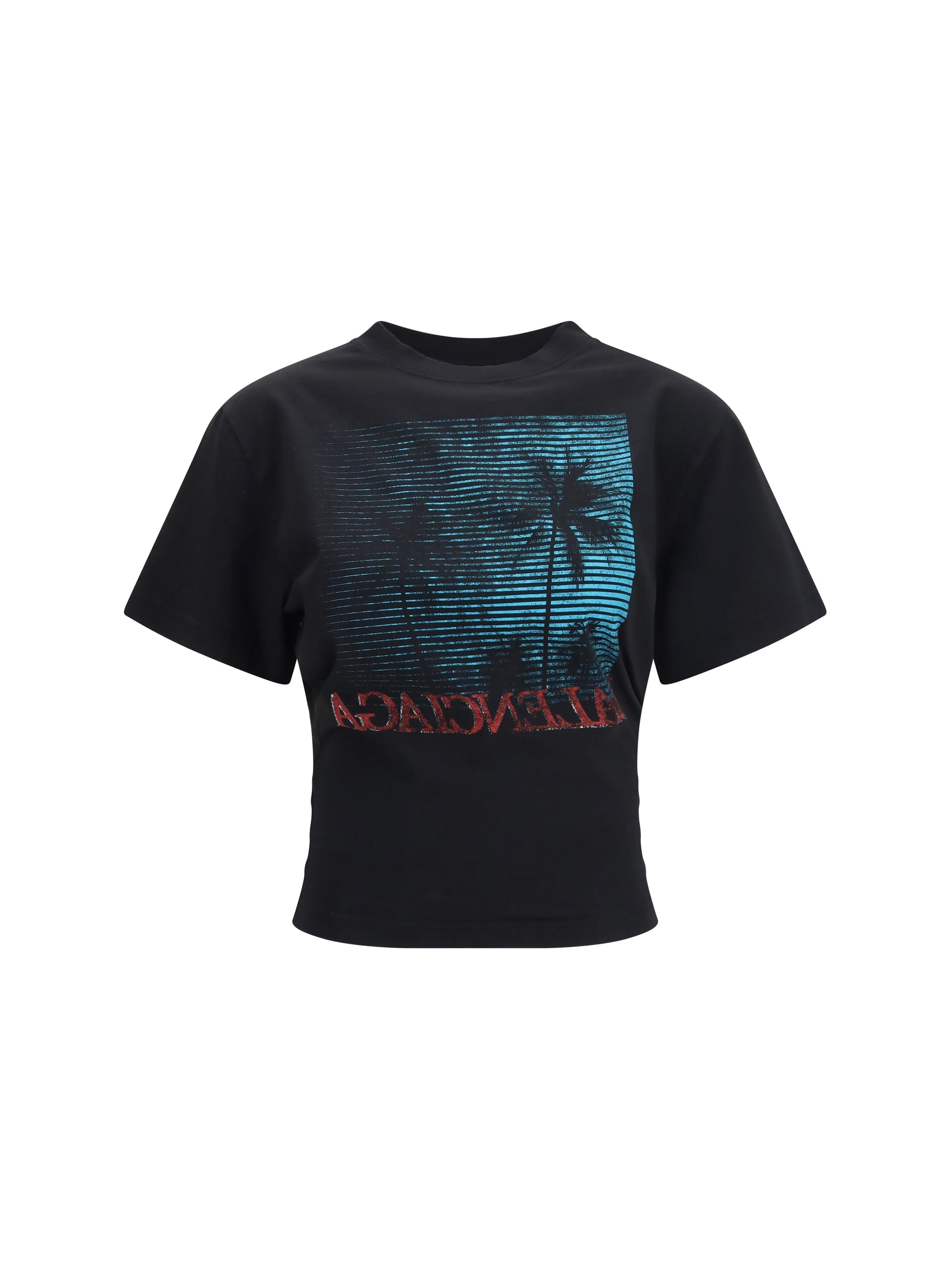 Balenciaga Graphic-Print Cropped T-Shirt — Black