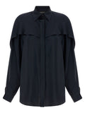 Fabiana Filippi Cutout Collar Silk Blend Blouse — Black