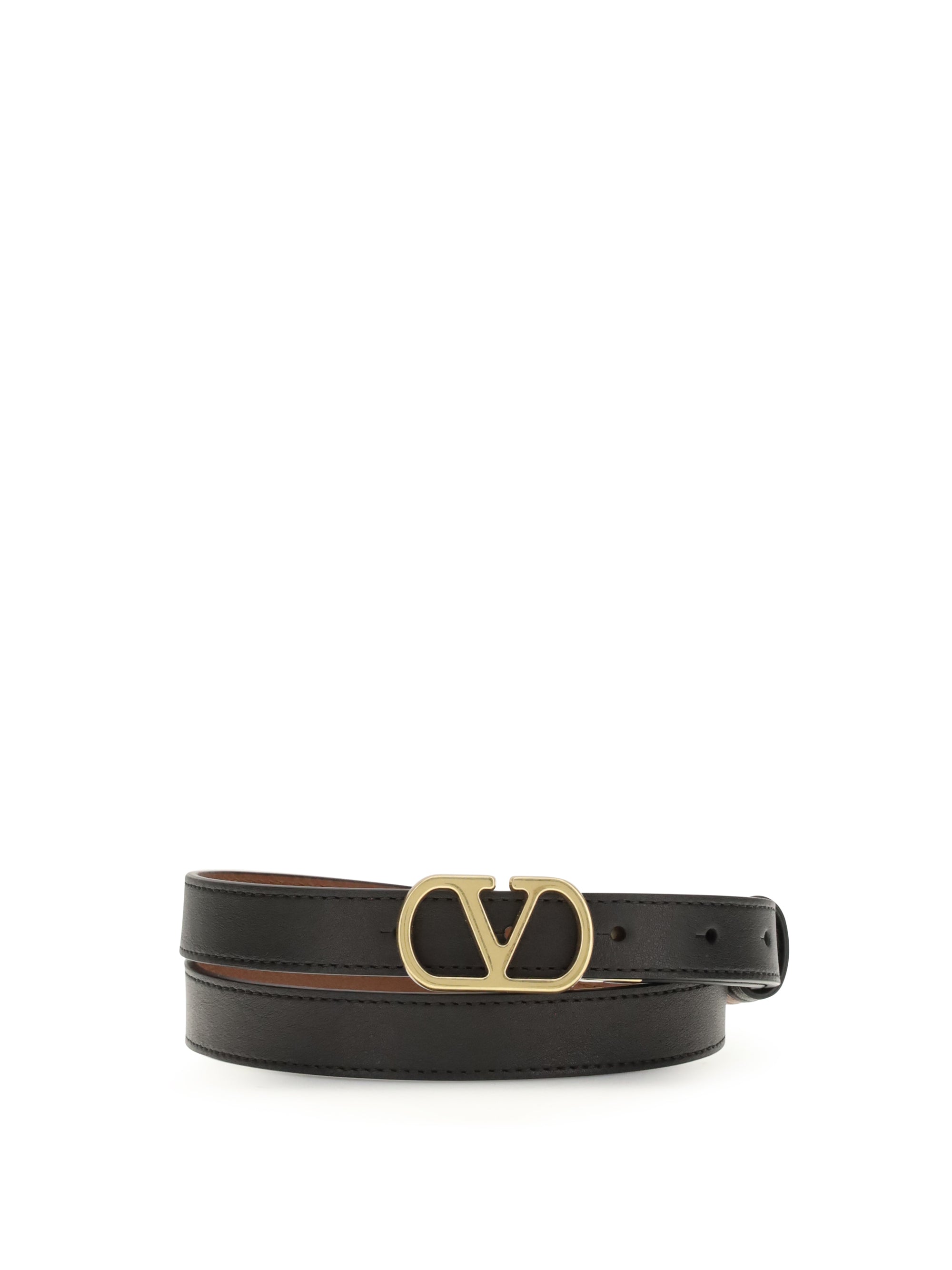 Valentino Garavani Reversible Leather Belt — Black