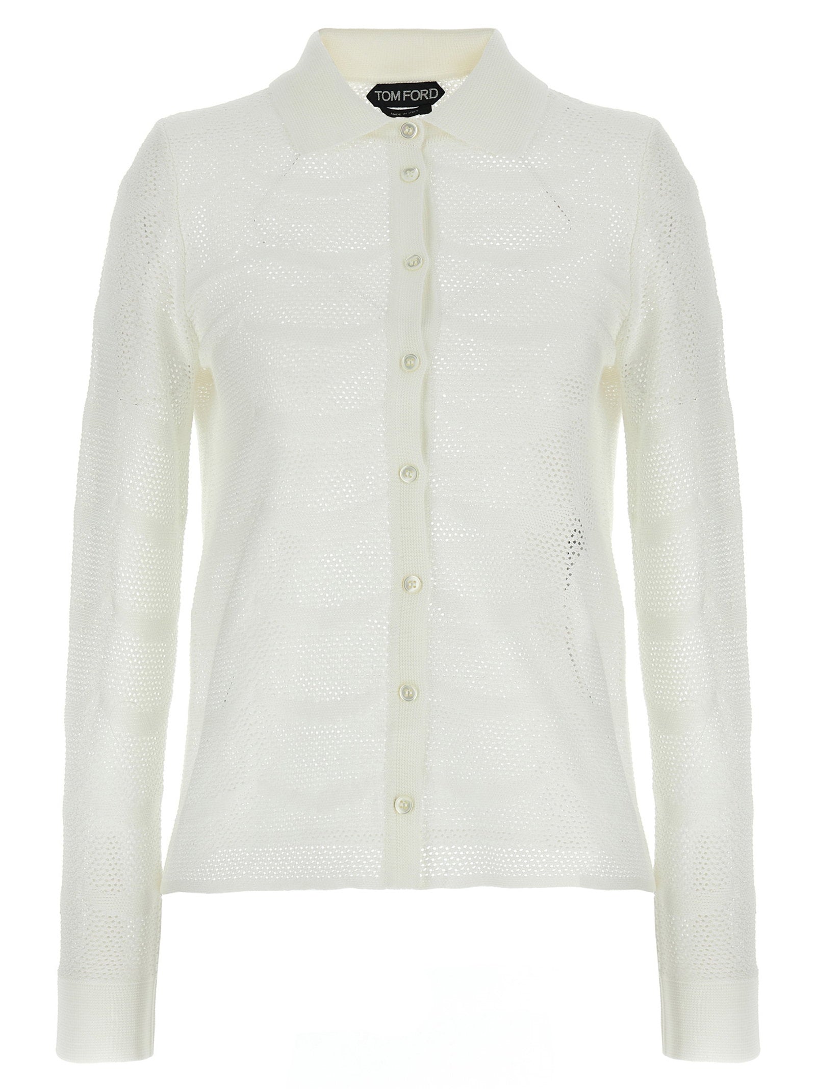Tom Ford Openwork Crochet Cardigan — Cream