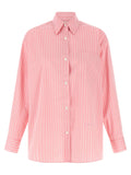 Marni Striped Cotton-Blend Poplin Shirt — Pink