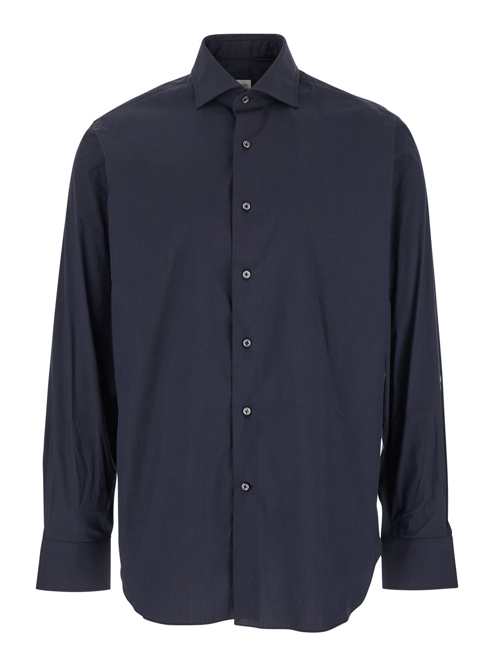 Blue Shirt with Classic Collar in Cotton Blend Stretch Man Blu Polyamide Elastane And Blouses