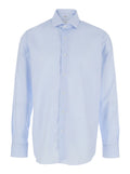 Light Blue Shirt with Classic Collar in Cotton Blend Stretch Man And Blouses