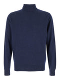 Blue Turtleneck Sweater in Merino Wool and Silk Blend Man Blu Merinos Cashmere Jersey