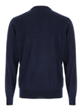 Blue Crewneck Sweater in Wool and Cashmere Man Blu Merinos Silk Jersey