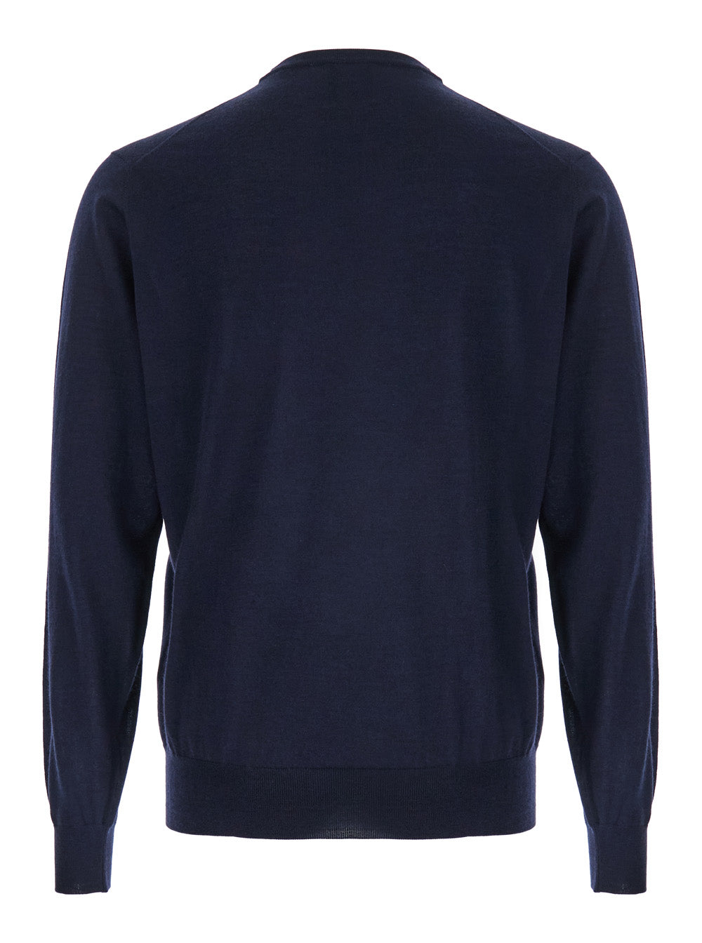 Blue Crewneck Sweater in Wool and Cashmere Man Blu Merinos Silk Jersey