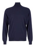 GIROCOLLO IN 100% MERINOS Blu Wool Jersey