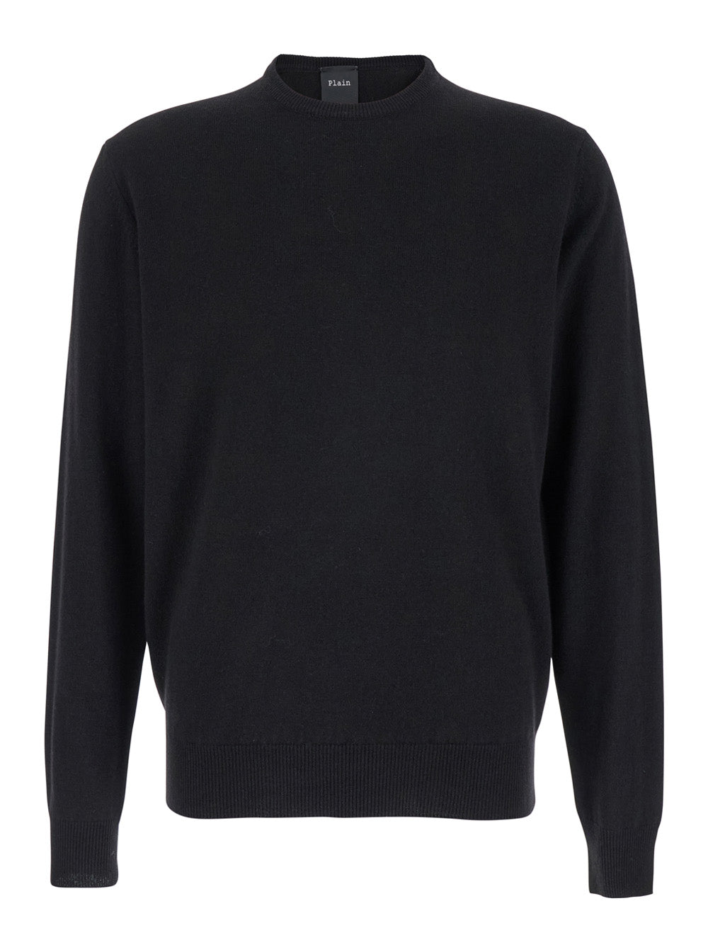 Black Crewneck Sweater in Merino Wool and Silk Blend Man Merinos Cashmere Jersey