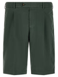 Pt Torino Pleated Cotton Bermuda Shorts — Green