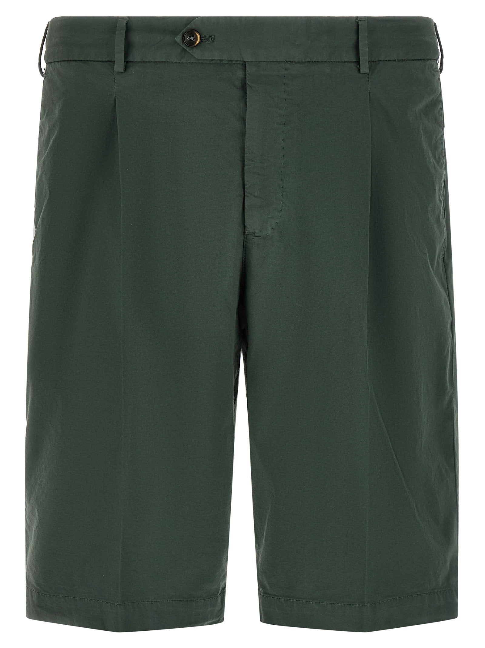 Pt Torino Pleated Cotton Bermuda Shorts — Green
