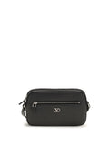 Valentino Garavani Grained Leather VLogo Crossbody Bag — Black