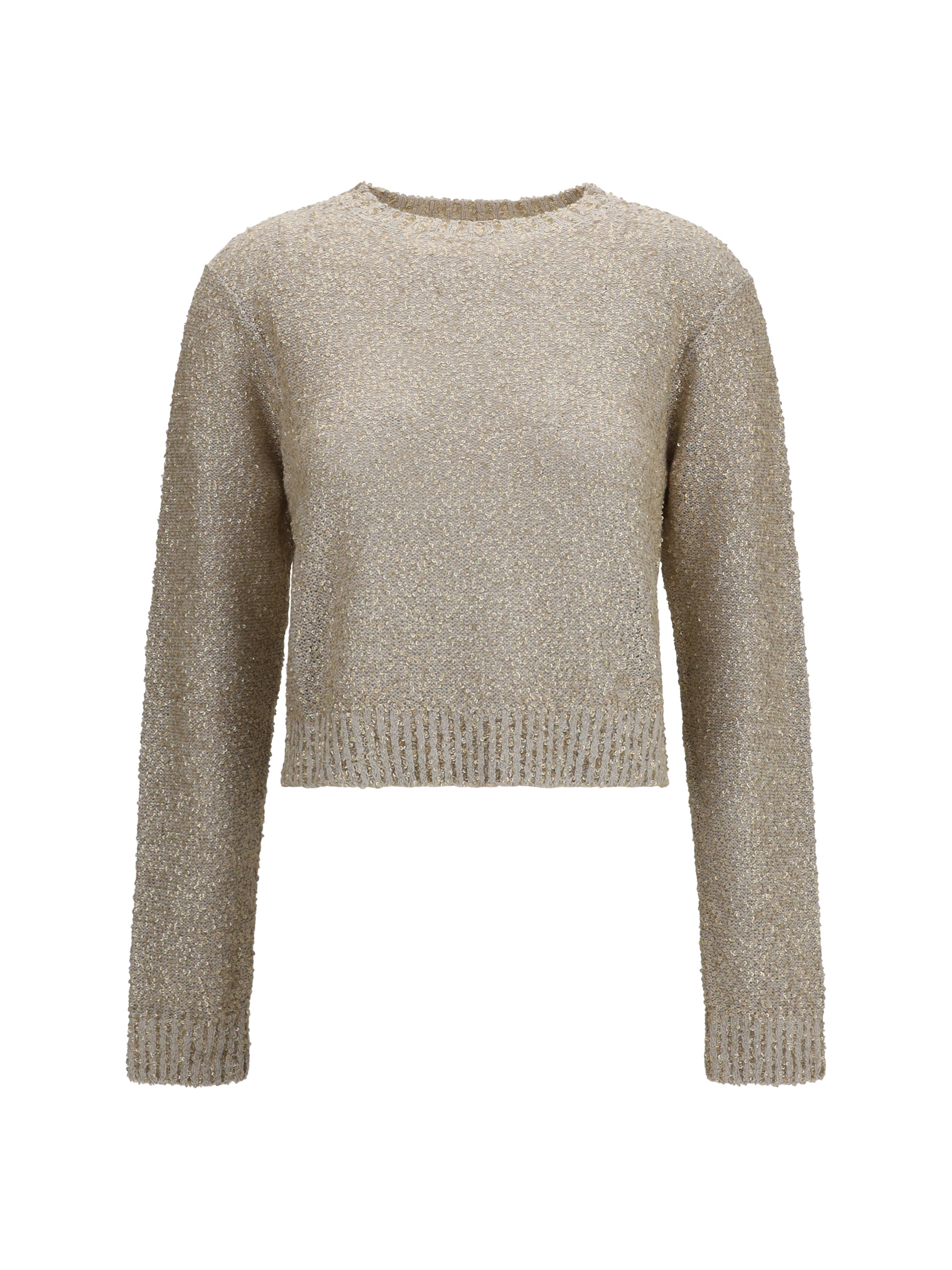 Brunello Cucinelli Sequin Sweater — Beige