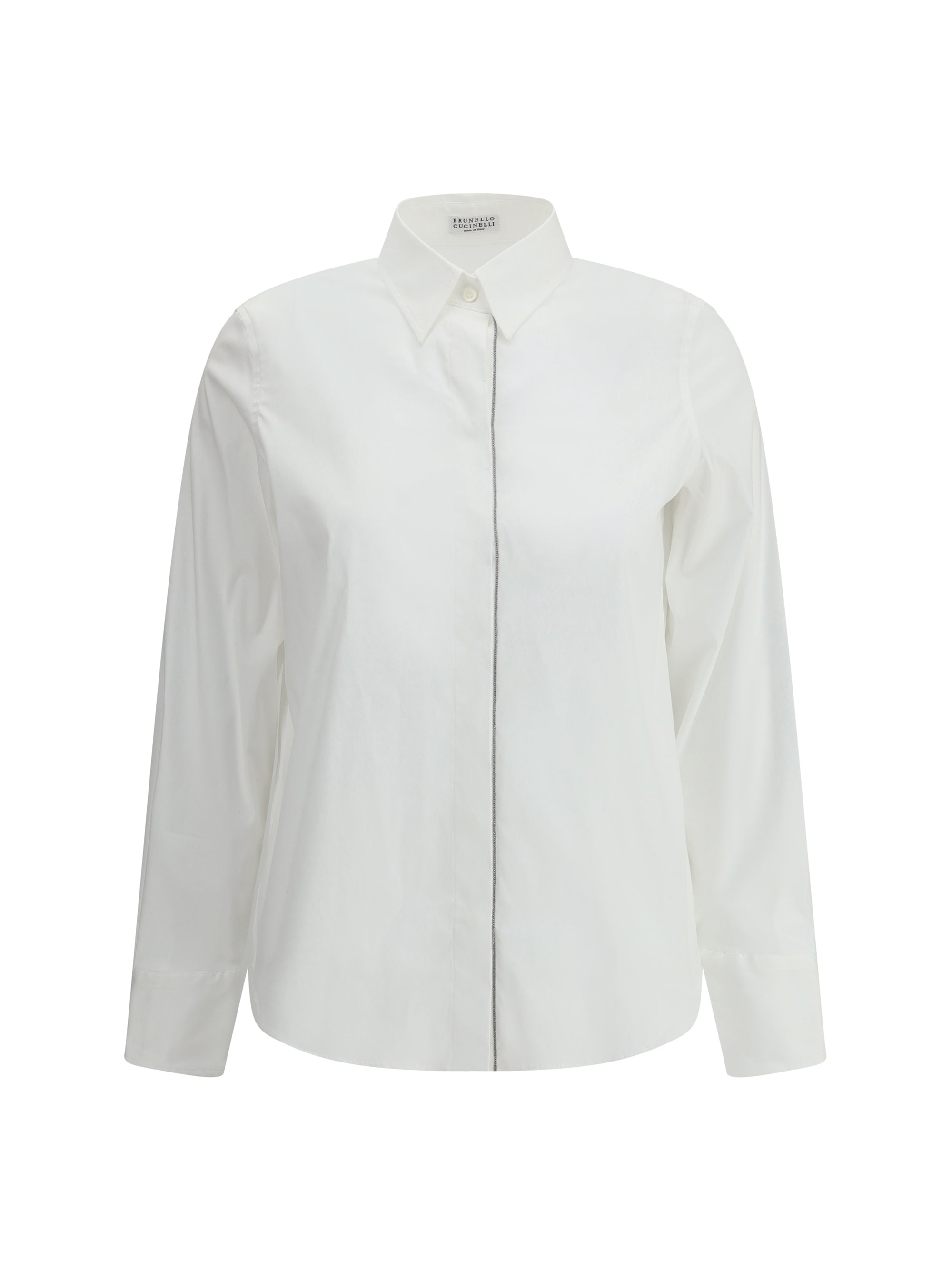 Brunello Cucinelli Jewel-Embellished Cotton Shirt — White