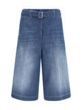 True Royal Cotton with Denim Belt Bermuda — Blue