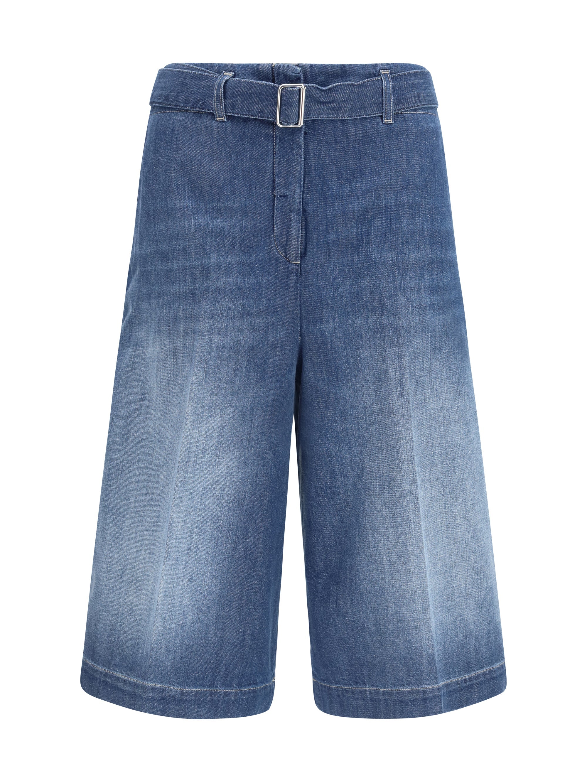 True Royal Cotton with Denim Belt Bermuda — Blue
