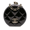Quilted Patent Round Mirror Chain Necklace