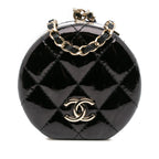 Quilted Patent Round Mirror Chain Necklace