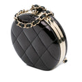 Quilted Patent Round Mirror Chain Necklace