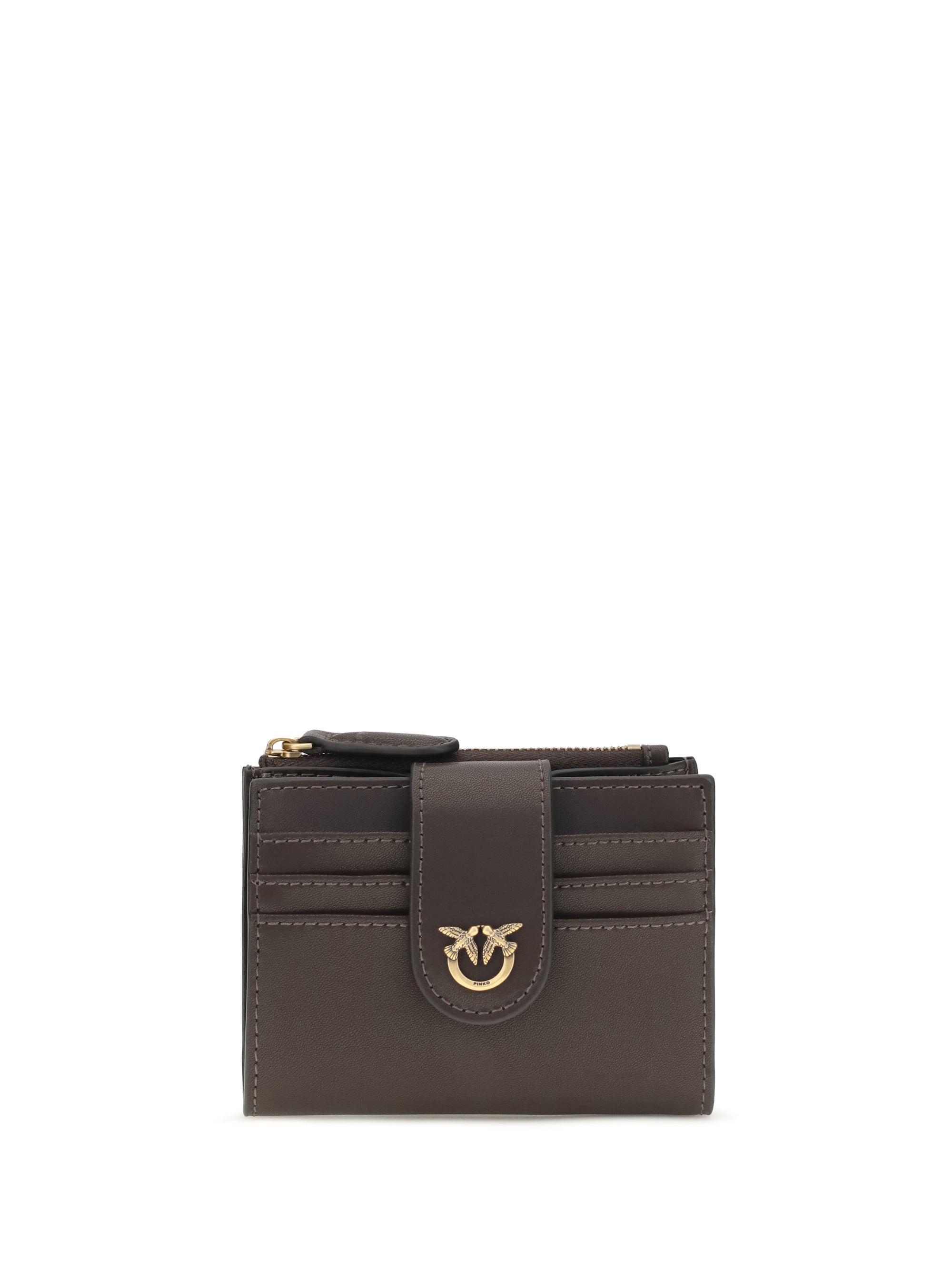 Pinko Logo-Embossed Leather Wallet — Brown