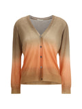 Mirror In The Sky Gradient Cashmere Cardigan — Brown