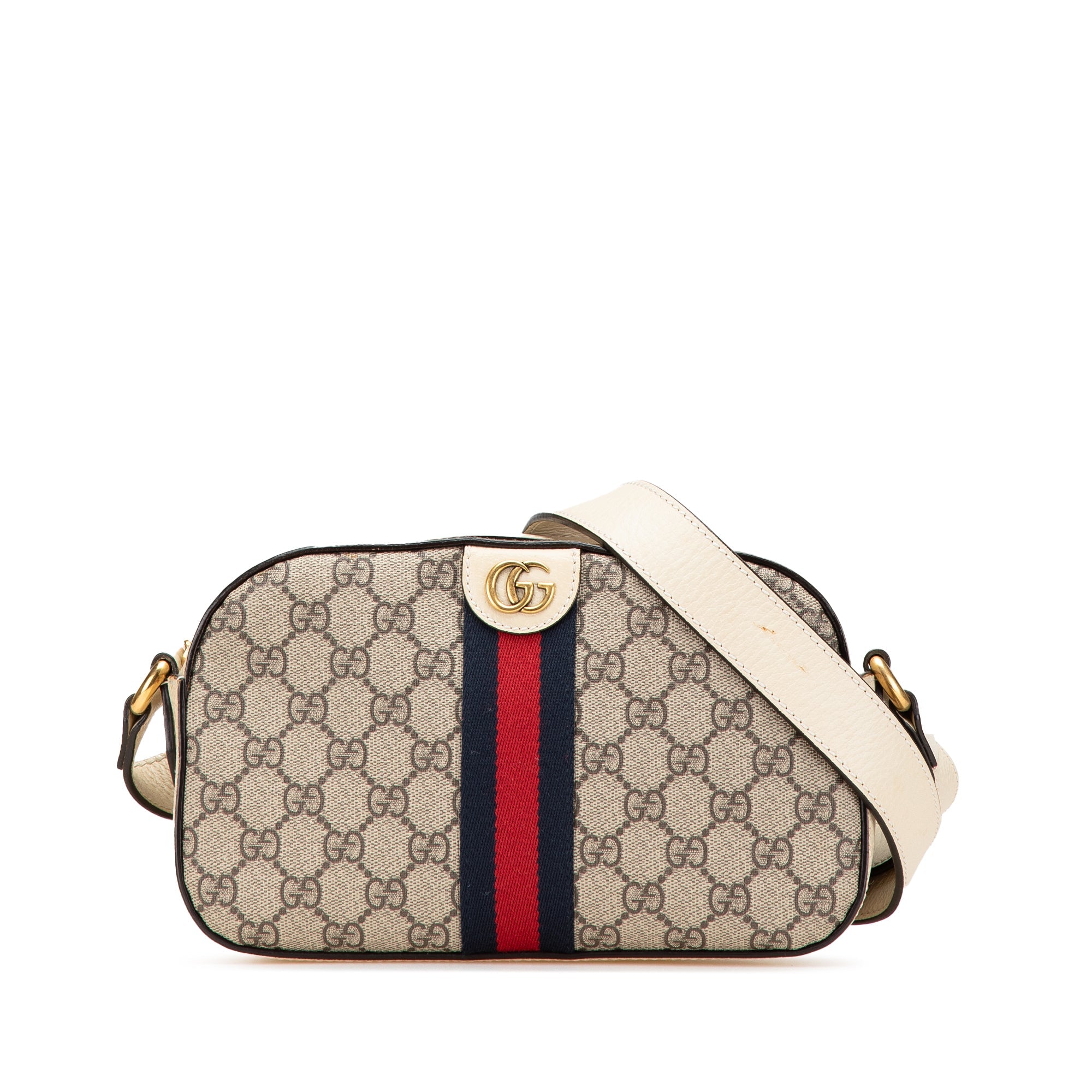 Small GG Supreme Textured Calfskin Web Ophidia Camera Bag