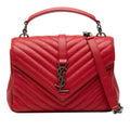 Medium Quilted Chevron Sheepskin College Satchel