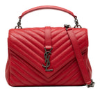 Medium Quilted Chevron Sheepskin College Satchel
