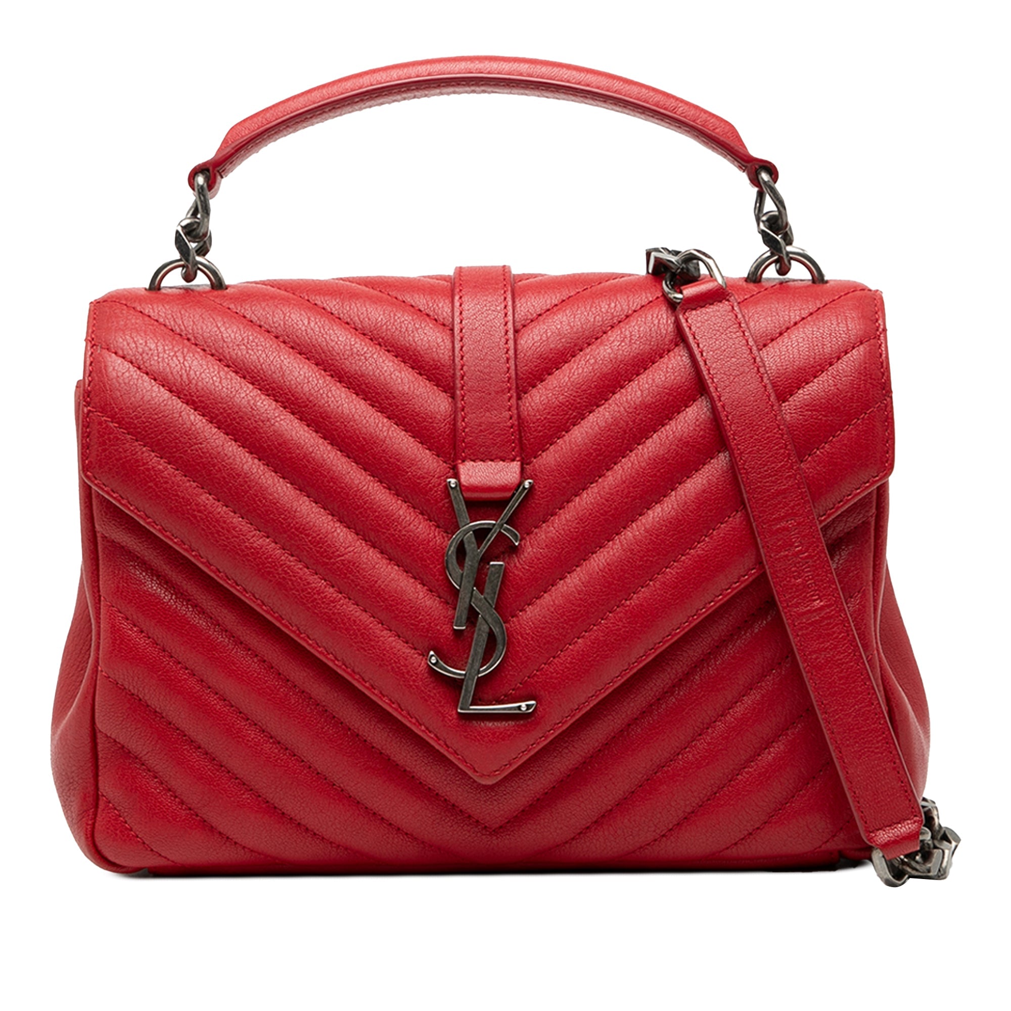 Medium Quilted Chevron Sheepskin College Satchel