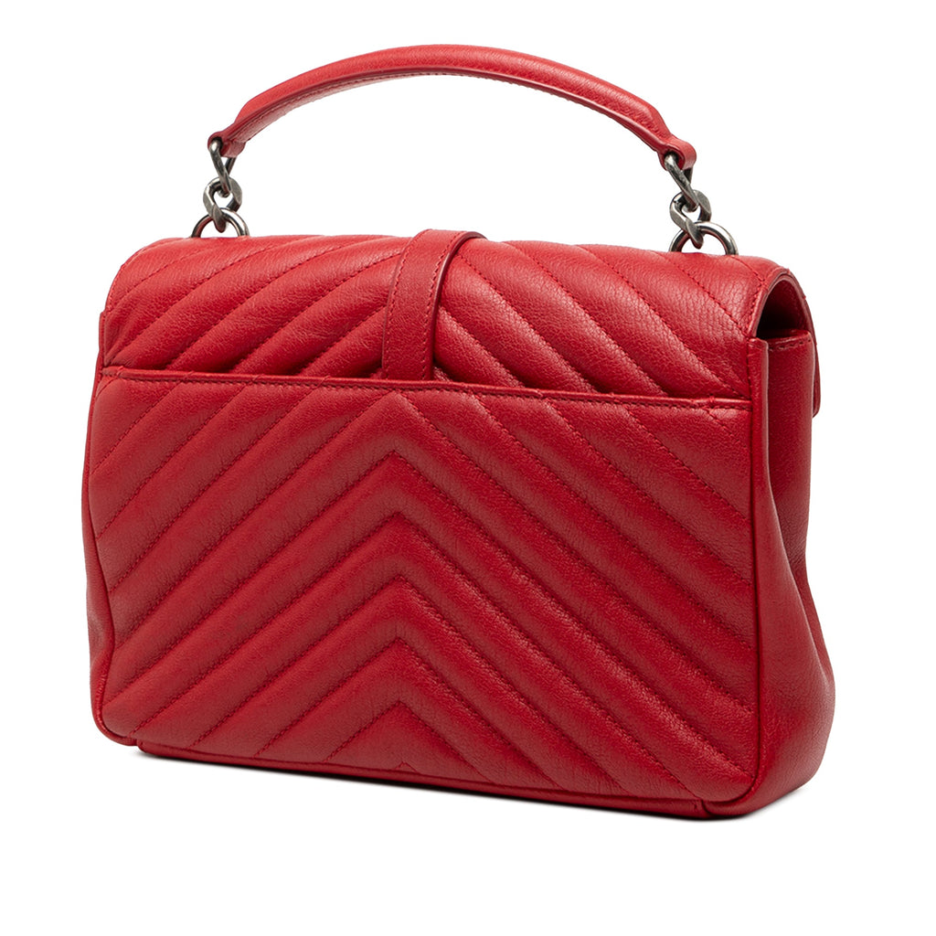 Medium Quilted Chevron Sheepskin College Satchel