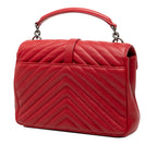 Medium Quilted Chevron Sheepskin College Satchel