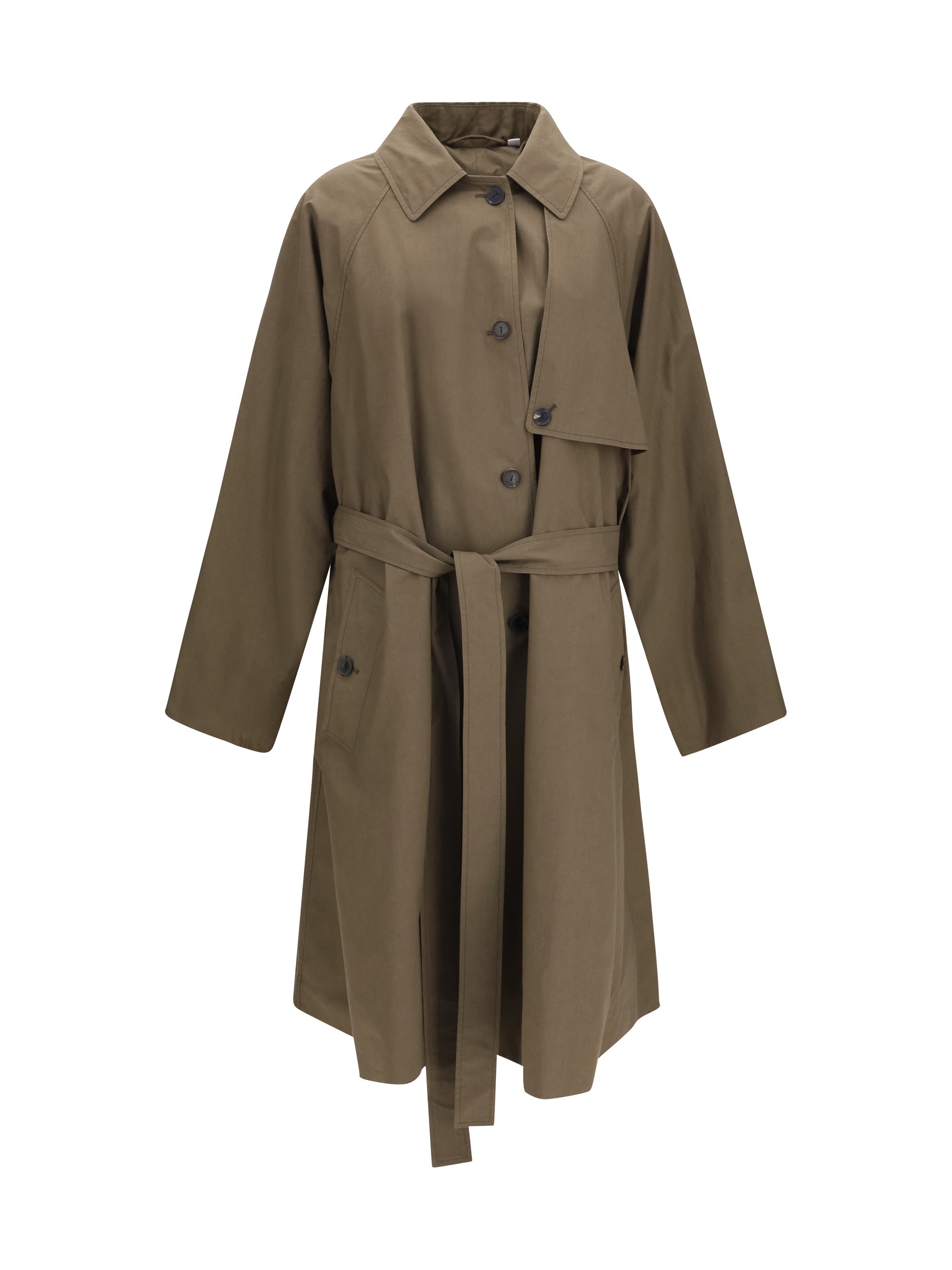 Calvin Klein Cotton Belted Trench Coat — Beige