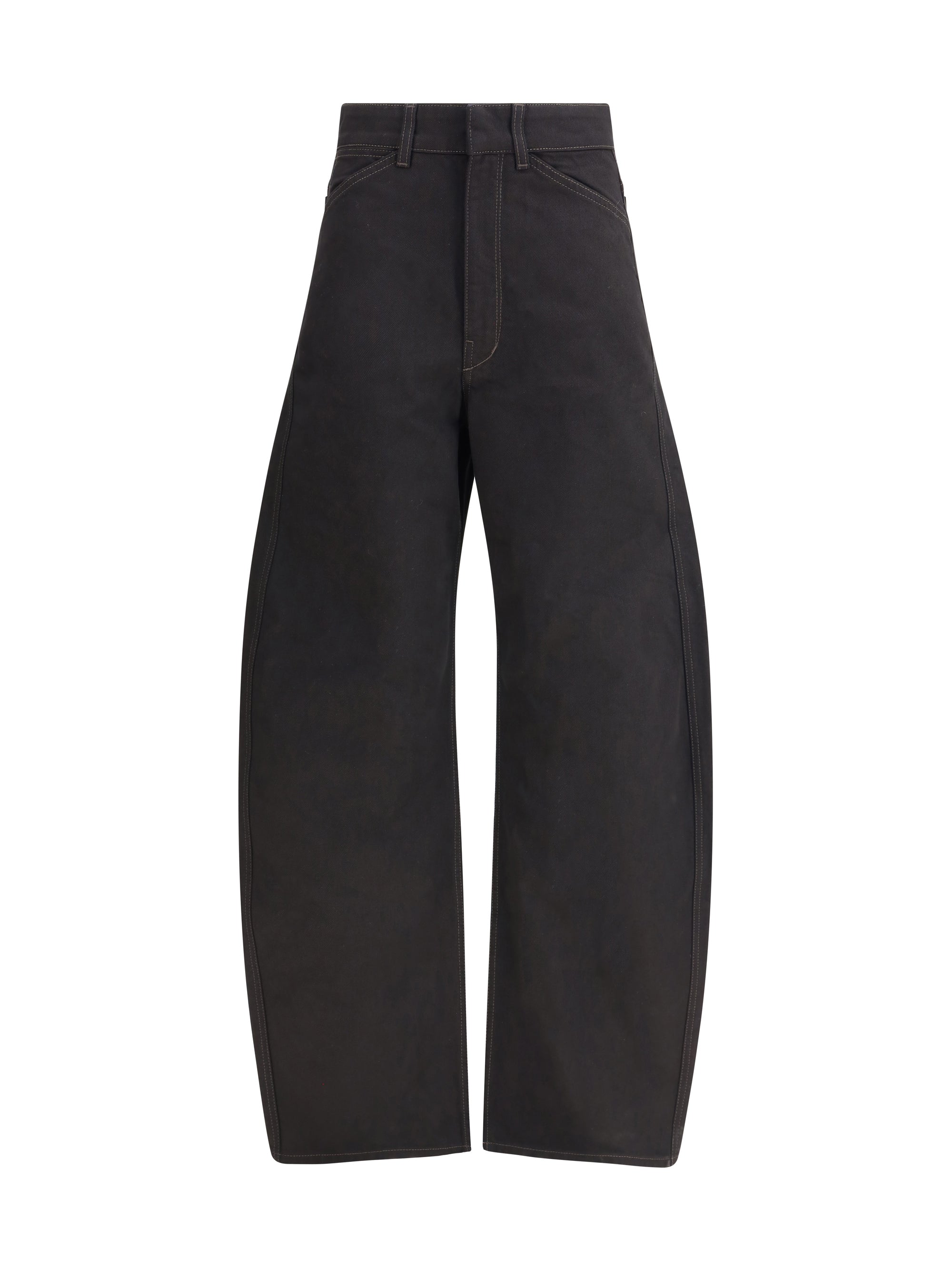 Lemaire Barrel-Cut Cotton Trousers — Black