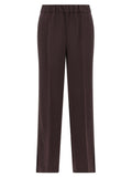 Alberto Biani Elastic-Waist Cady Trousers — Burgundy