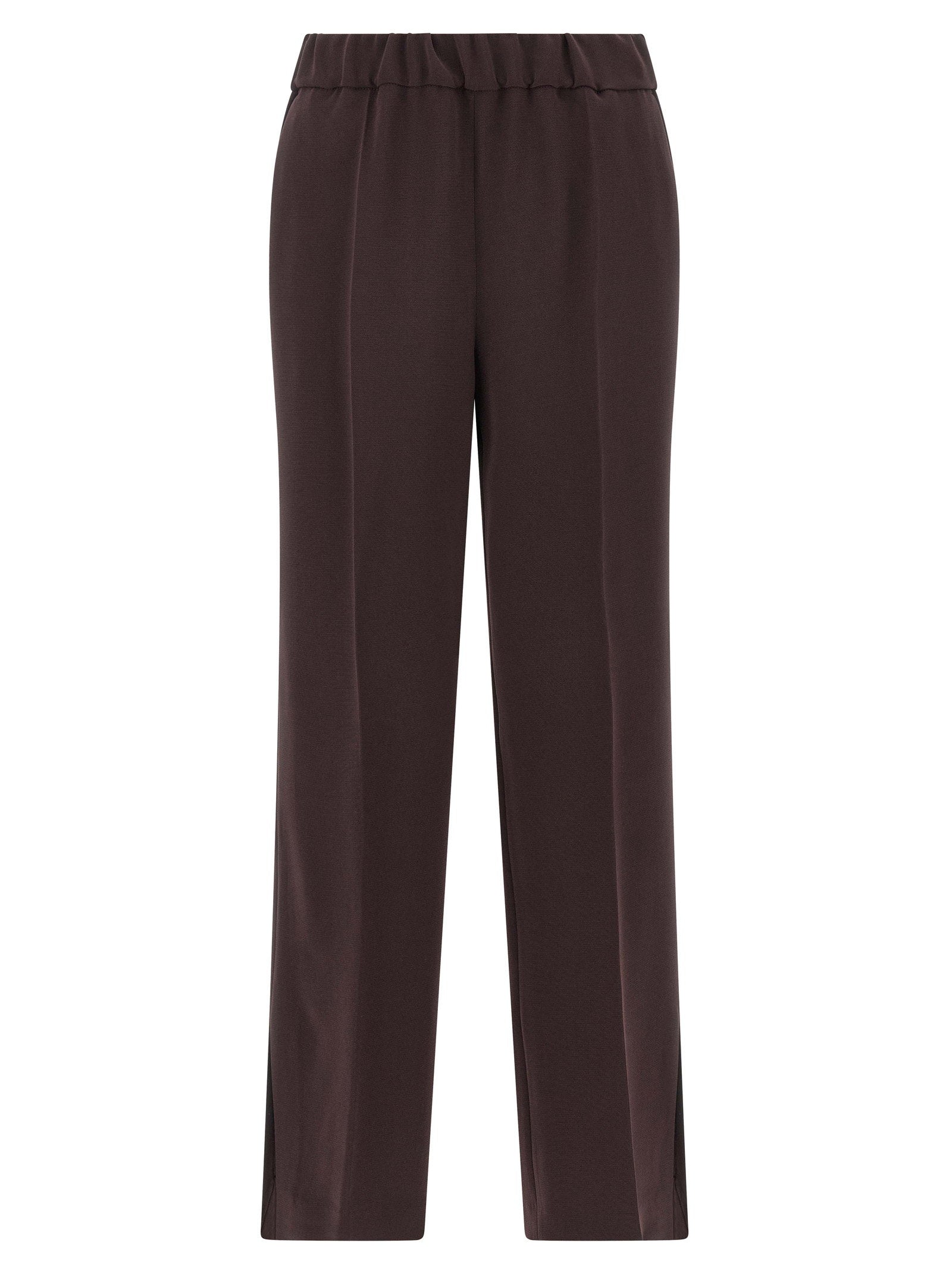 Alberto Biani Elastic-Waist Cady Trousers — Burgundy