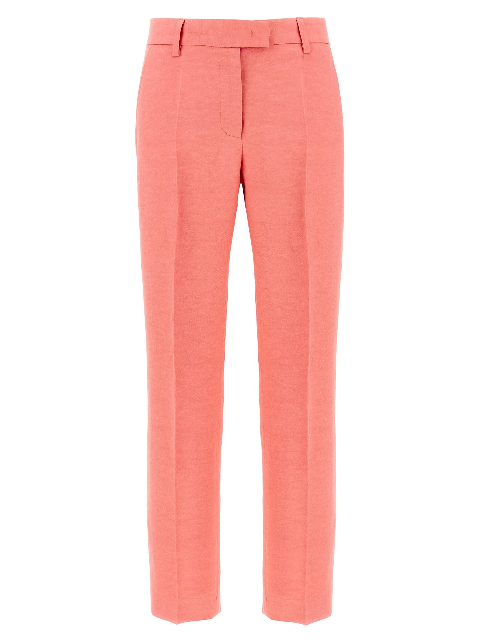 Alberto Biani Linen-Blend Chinos — Coral