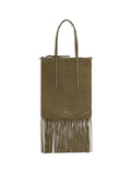 Pinko Fringed Suede Shoulder Bag — Green