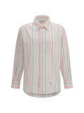 Thom Browne Striped Cotton Button-Down Shirt — Pink