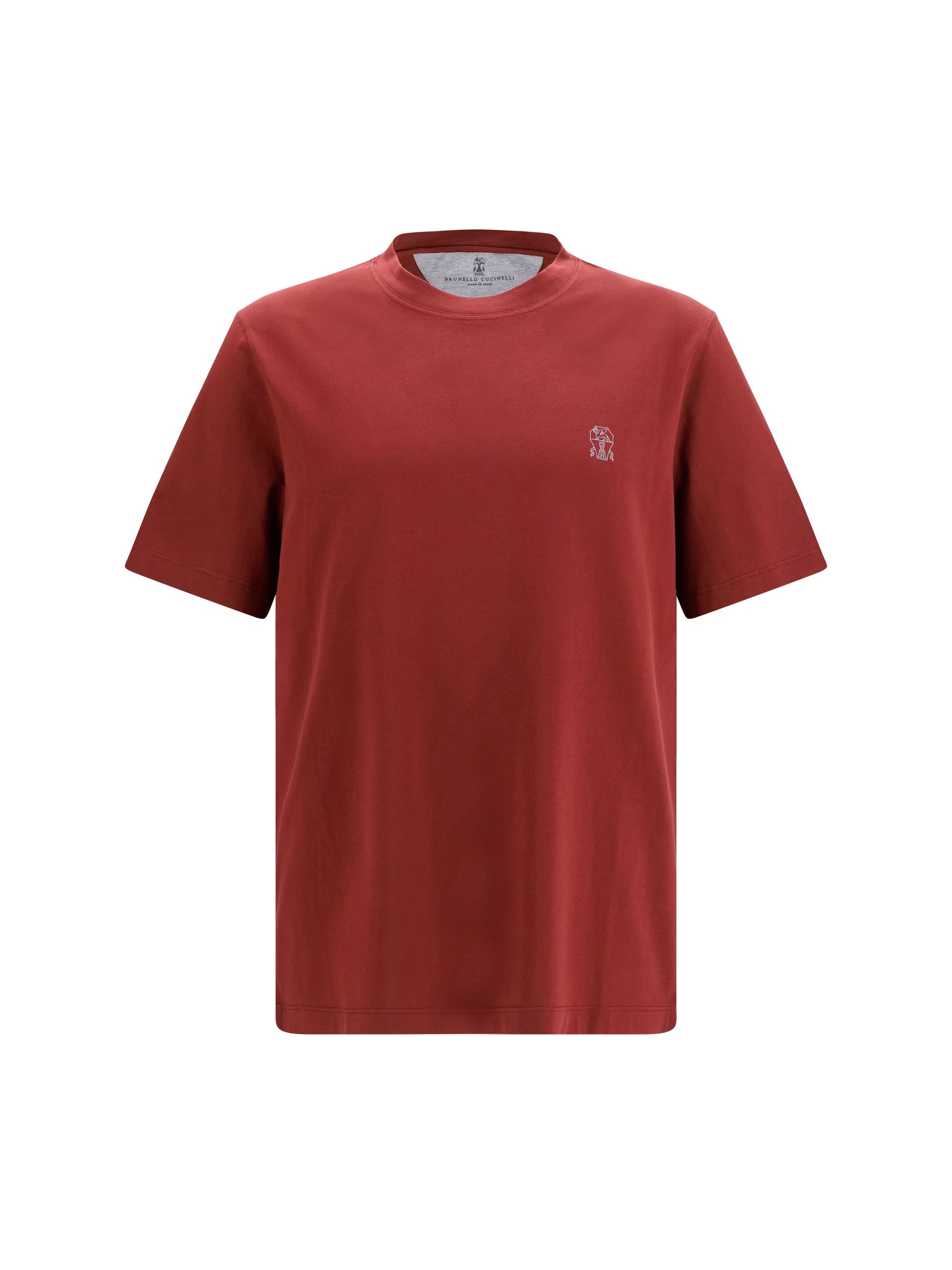 Brunello Cucinelli Logoed Cotton T-Shirt — Red