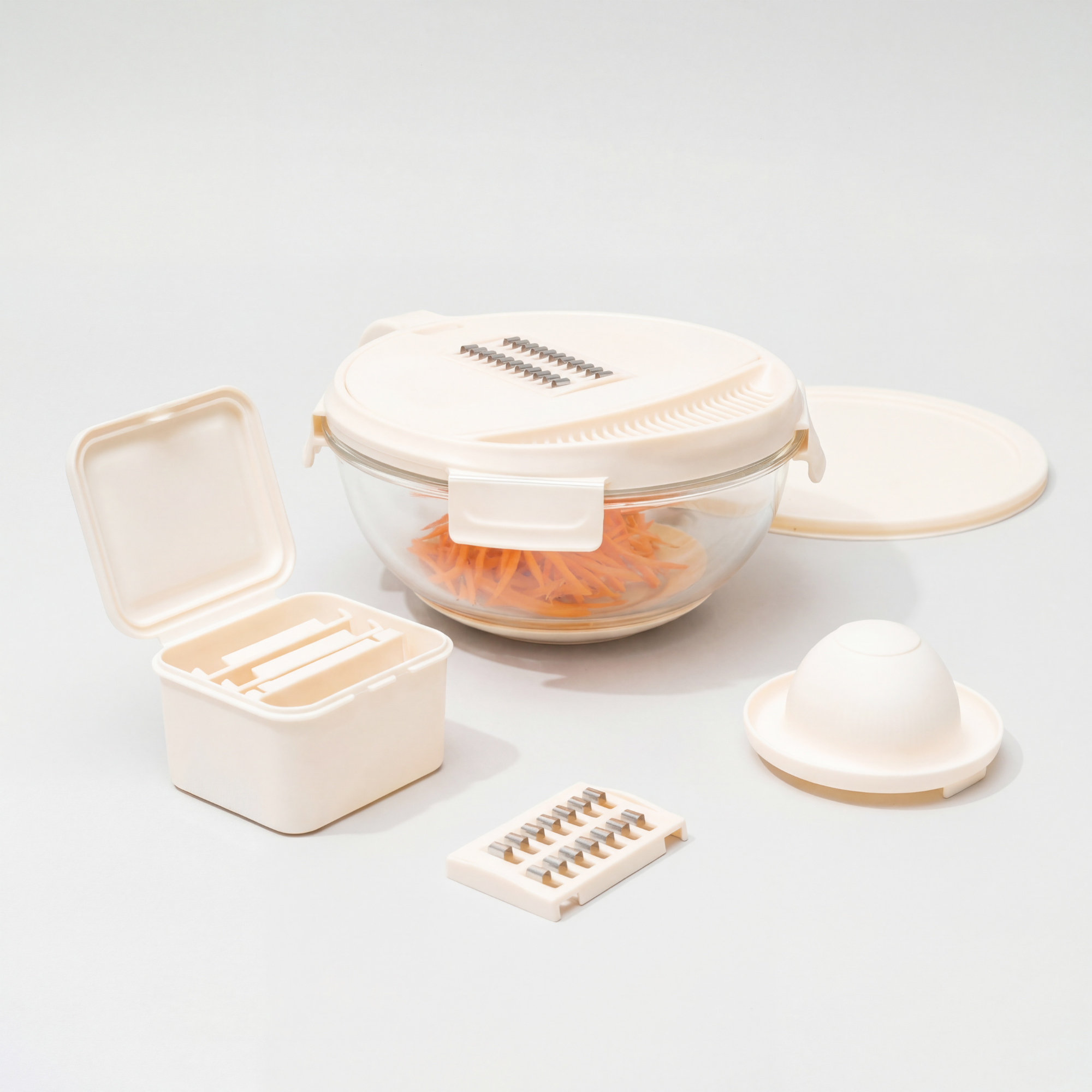 GENICOOK Multipurpose Glass Grater/Salad Bowl