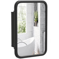 Bathroom Medicine Cabinet with Tempered Mirror, Metal Bathroom Mirror Cabinet Wall Mounted with 3 Shelves and 180° Swing Door for Hallway or Bathroom, Black