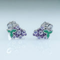 Purple Gemstone And Enamel Grape Earrings For Kids