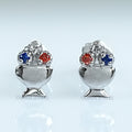 Diamond And Gemstone Stud Ice Cream Earrings