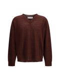 Our Legacy Linen-Blend V-Neck Sweater — Brown