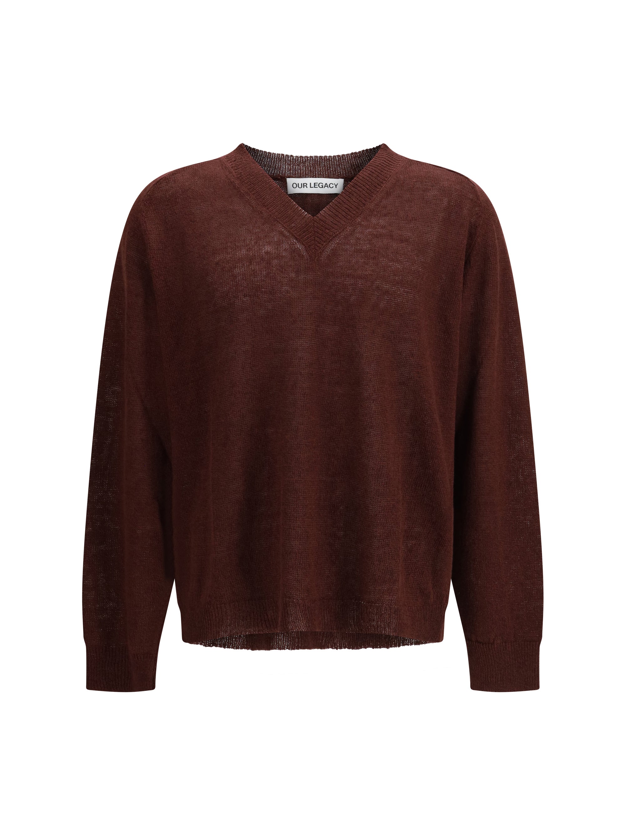 Our Legacy Linen-Blend V-Neck Sweater — Brown