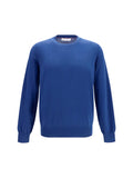 Brunello Cucinelli Cotton Crew-Neck Sweater — Blue