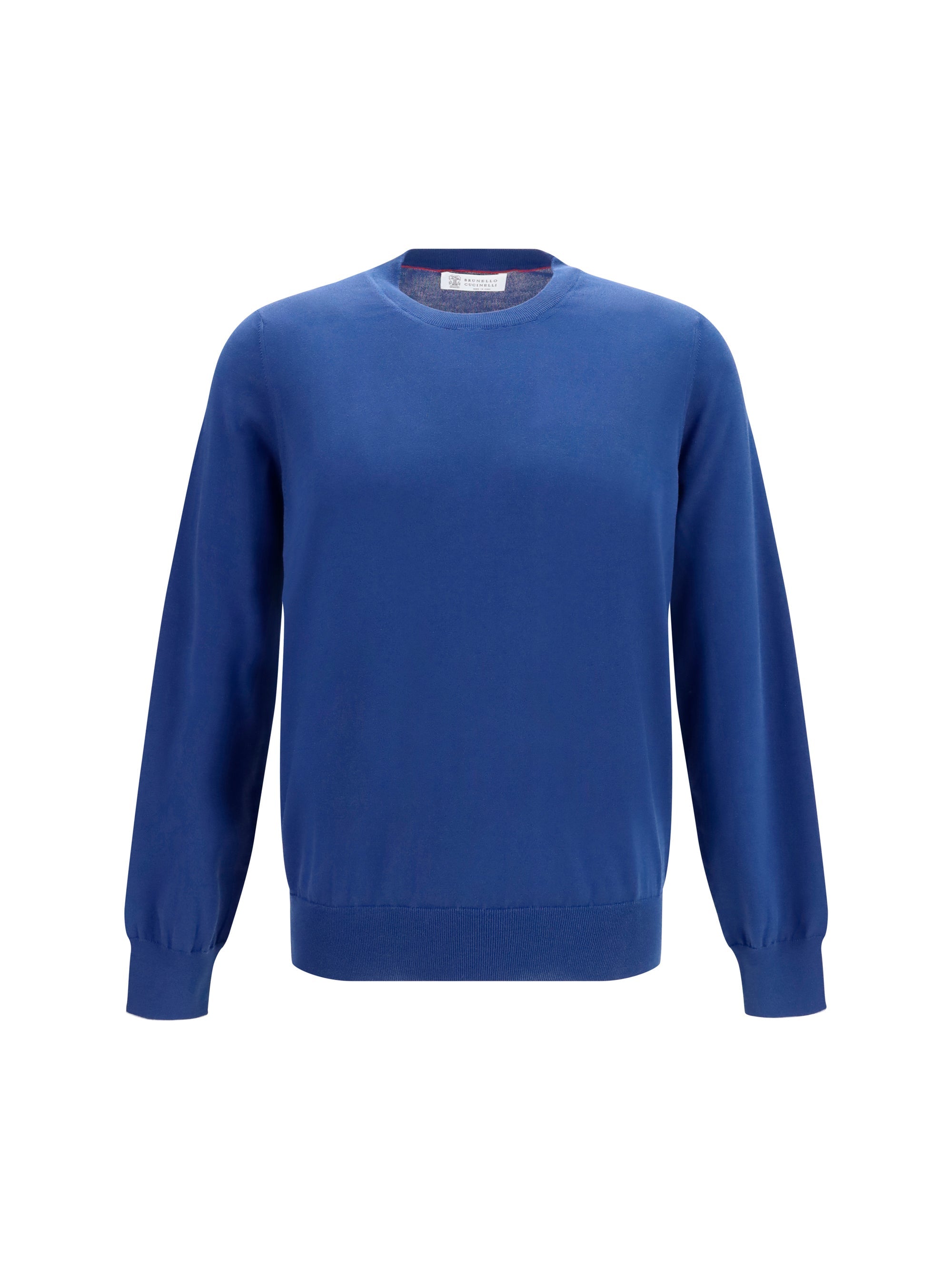 Brunello Cucinelli Cotton Crew-Neck Sweater — Blue