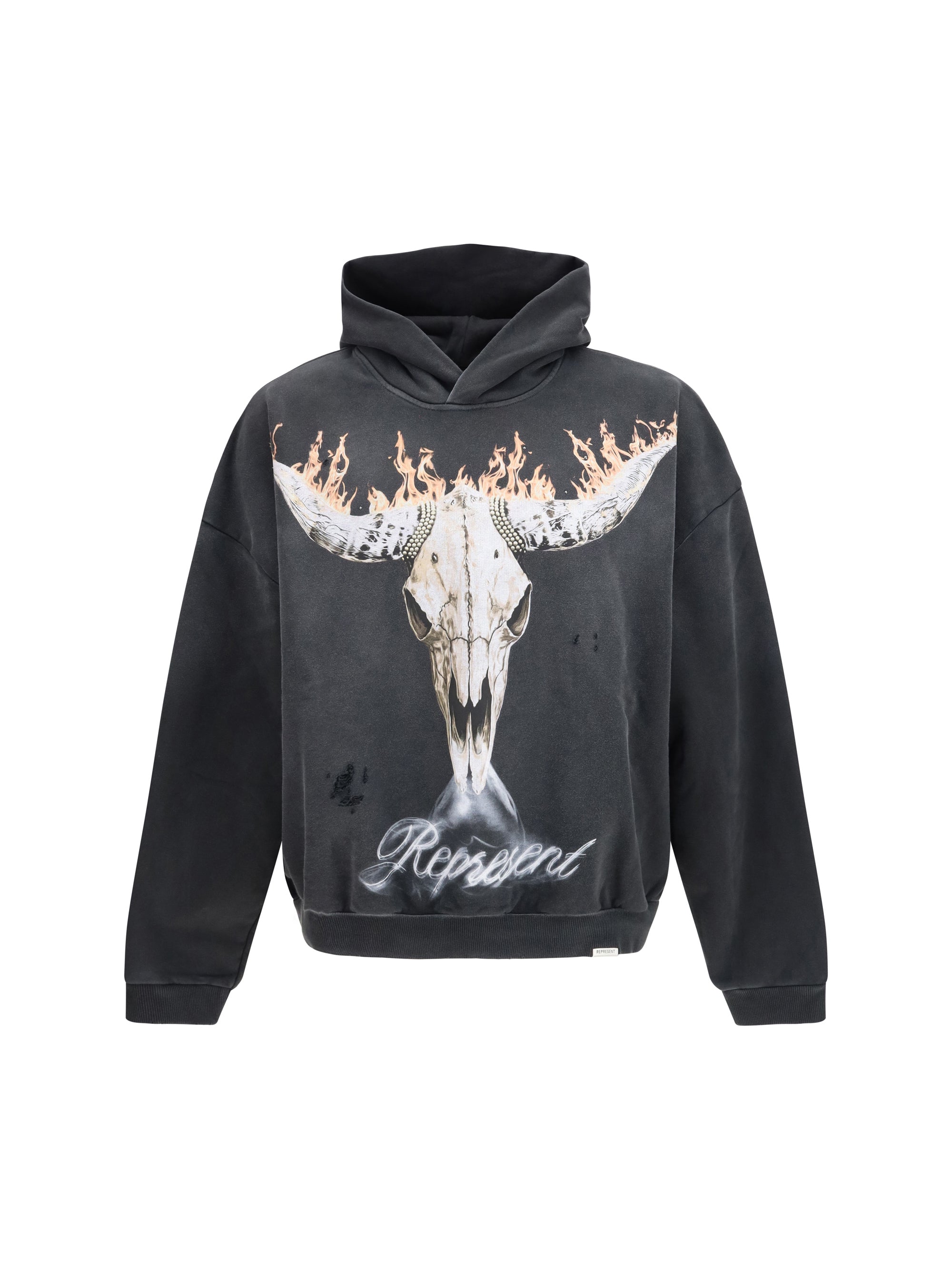Represent Bull Skull Graphic Hoodie — Black