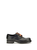 Prada Distressed Leather Lace-Up Oxford — Black
