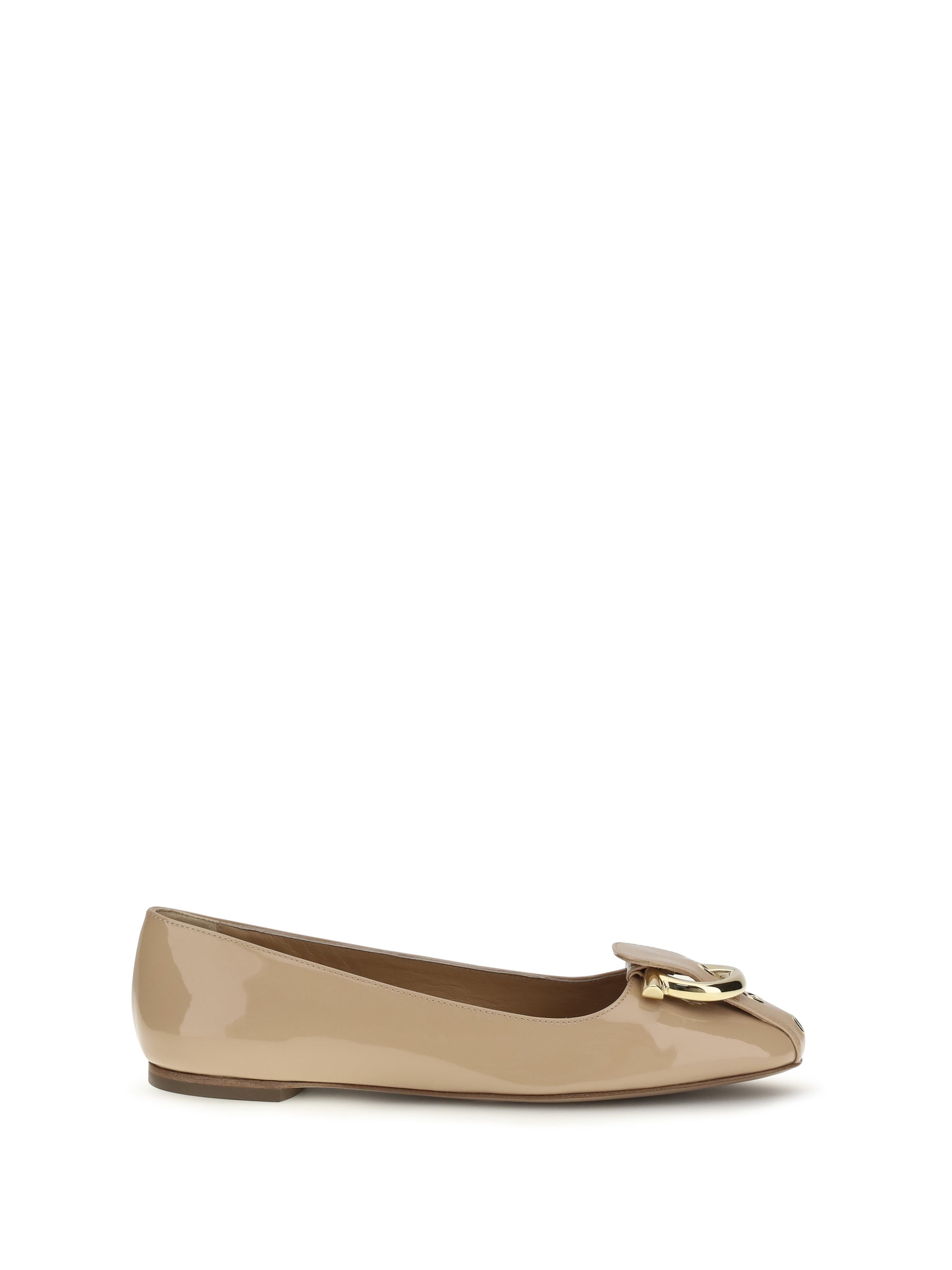 Ferragamo Gancini Ballet Flat — Beige