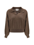 Lisa Yang Cashmere V-Neck Sweater — Brown